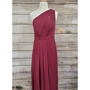 Davids Bridal One-Shoulder Crinkle Chiffon Dress